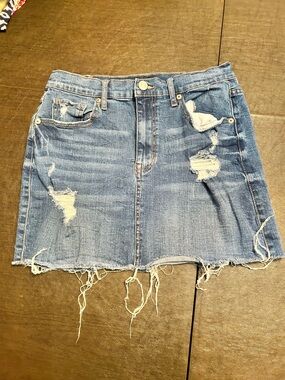 Women's Distressed Blue Denim Mini Skirt